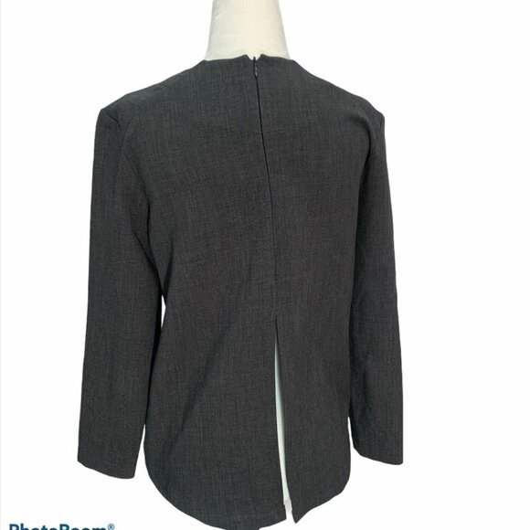 oak+fort Grey Long Sleeve Top Blouse Tuxedo Back XS - Picture 4 of 8